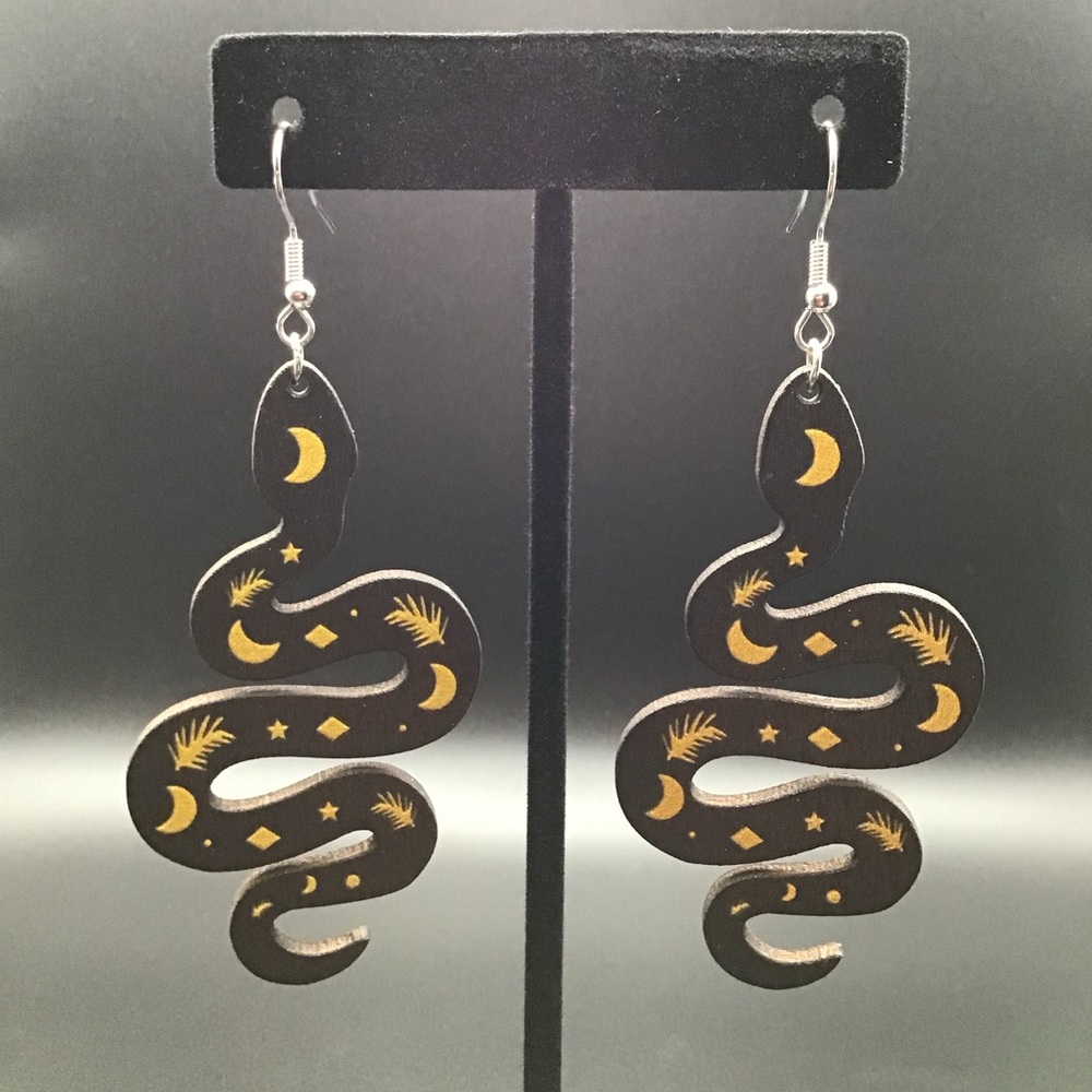 Wooden Snakes Earrings